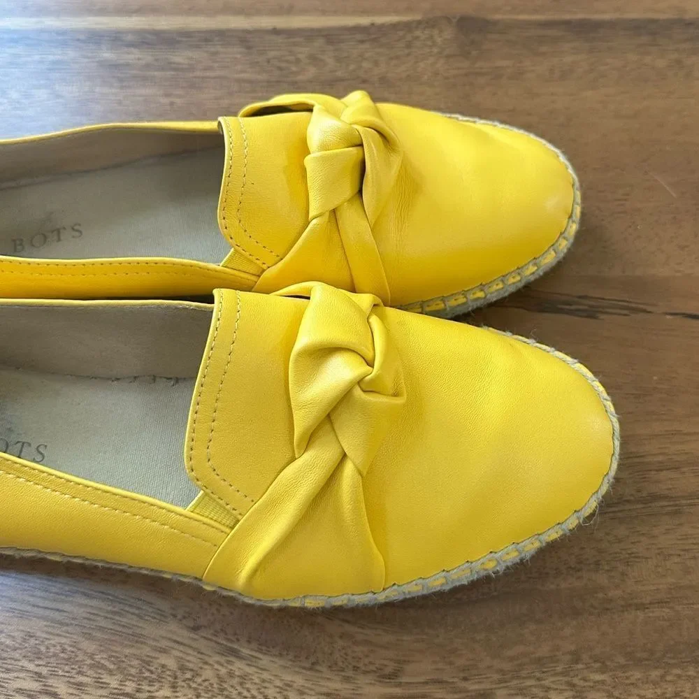 Talbots Izzy Knot Soft Nappa Leather Yellow Espadrilles
